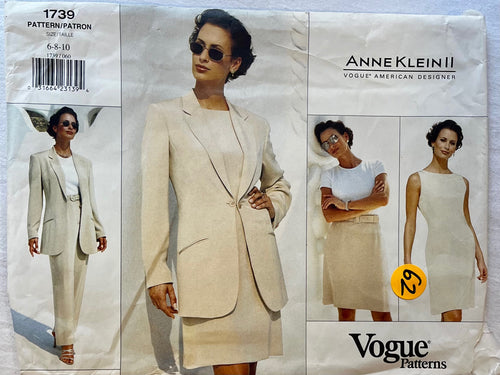 Vogue Anne Klein II 1739 PARTIALLY CUT Suit Sizes 6-10