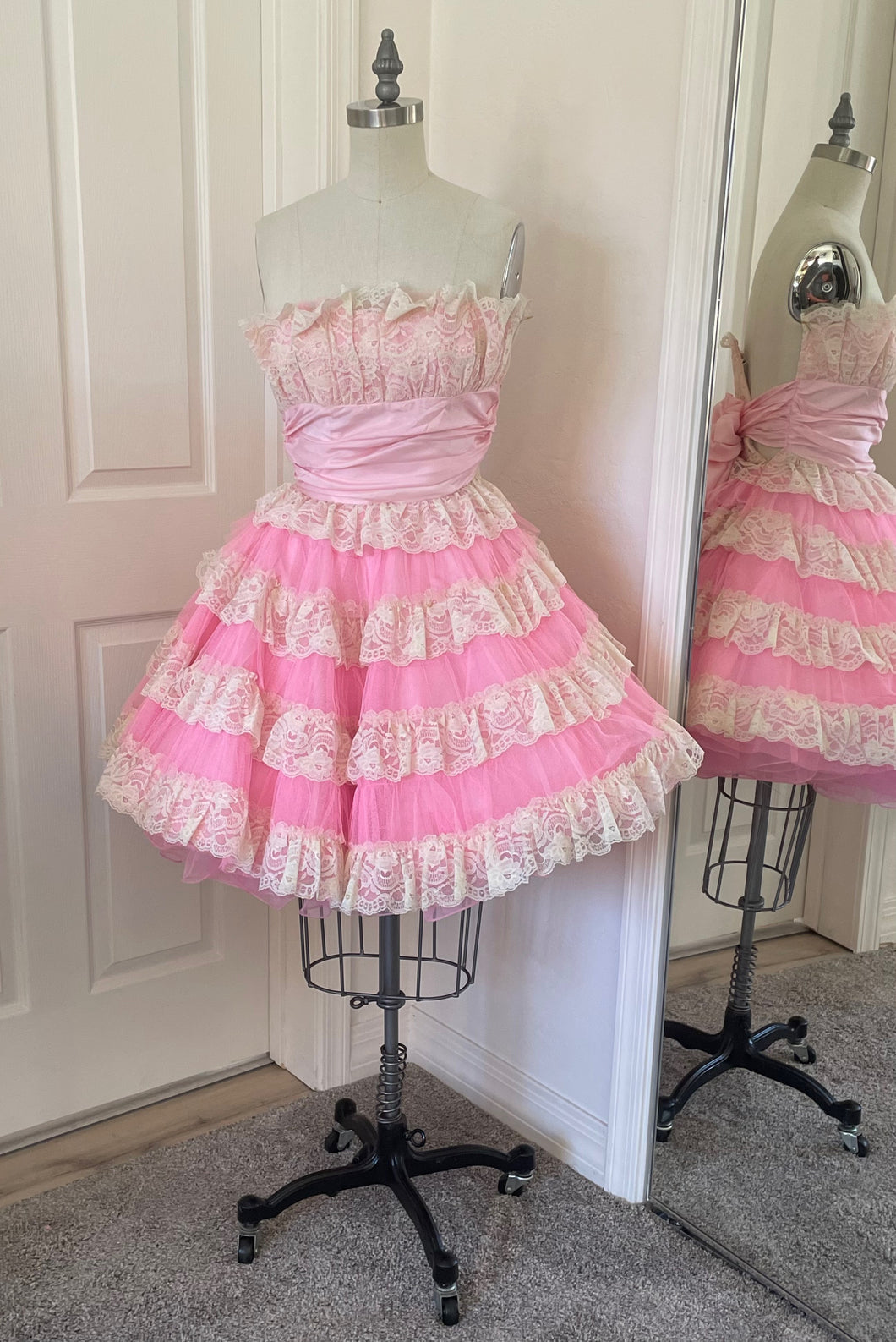 Betsey Johnson Pink Ruffle n' Lace Dress