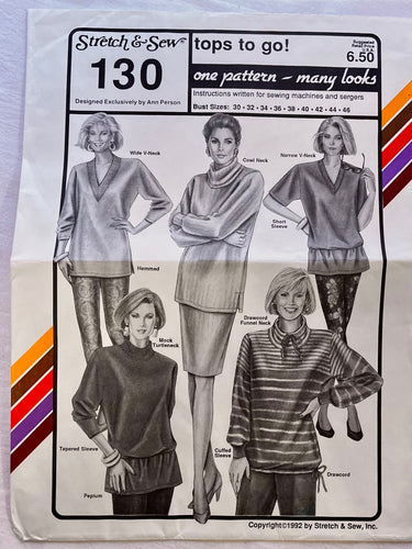 Stretch & Sew 130 UNCUT Adult Casual/Athletic Wear Chest Sizes 30-46