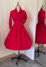 Red 50's Dress Swiss Dot Cotton