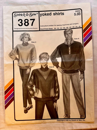 Stretch & Sew 387 UNCUT Adult Casual/Athletic Wear Chest Sizes 30-46