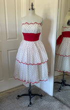 Strapless White and Red Polka Dot Dress