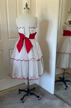 Strapless White and Red Polka Dot Dress