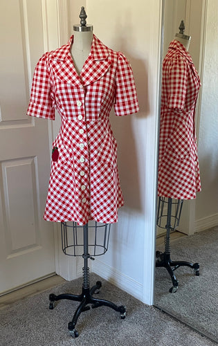 Red Checkered Button Up Dress