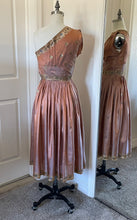 One-Shouldered Mauve/Gold Dress w/ wrap