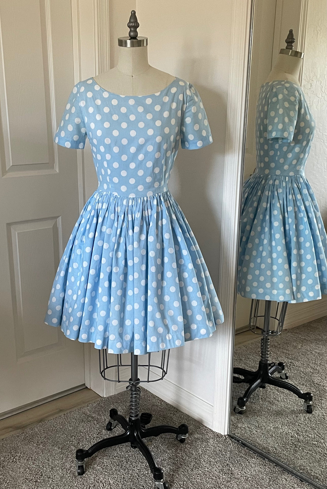 Sky Blue Polka Dot Dress