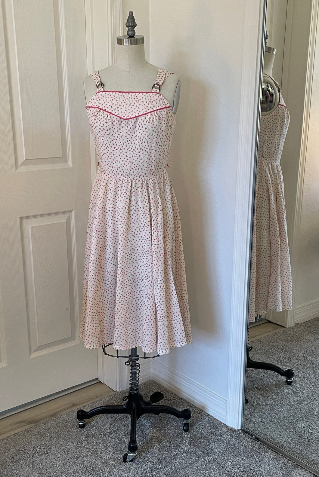 White & Pink Rosebud Sundress