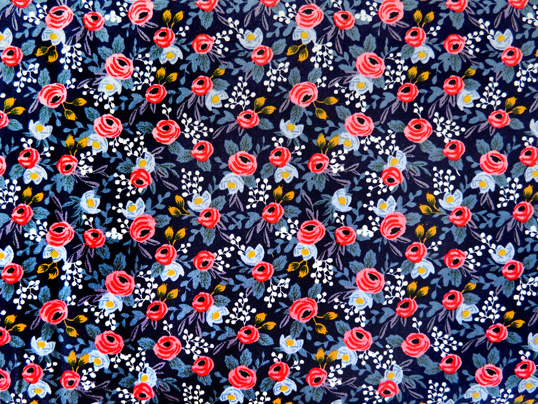 Cotton and Steel Les Fleurs - Rosa Navy