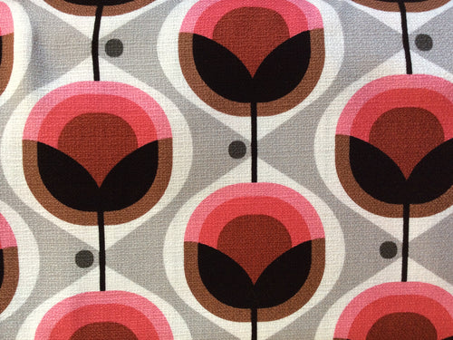 Modern Retro Barkcloth Orbs Pink